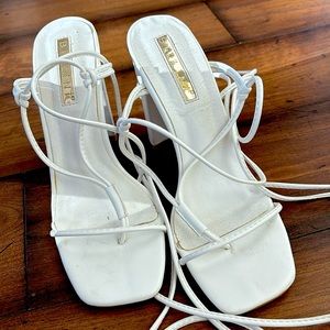 Billini white tie up heels